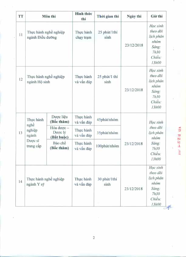 Thông báo kế hoạch thi tốt nghiệp 12/2018