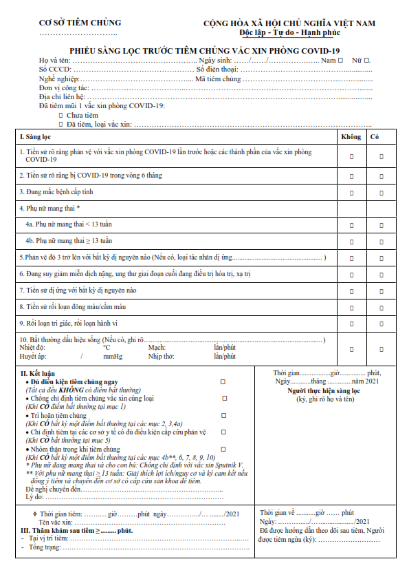 phiếu sàng lọc tiêm vaccine