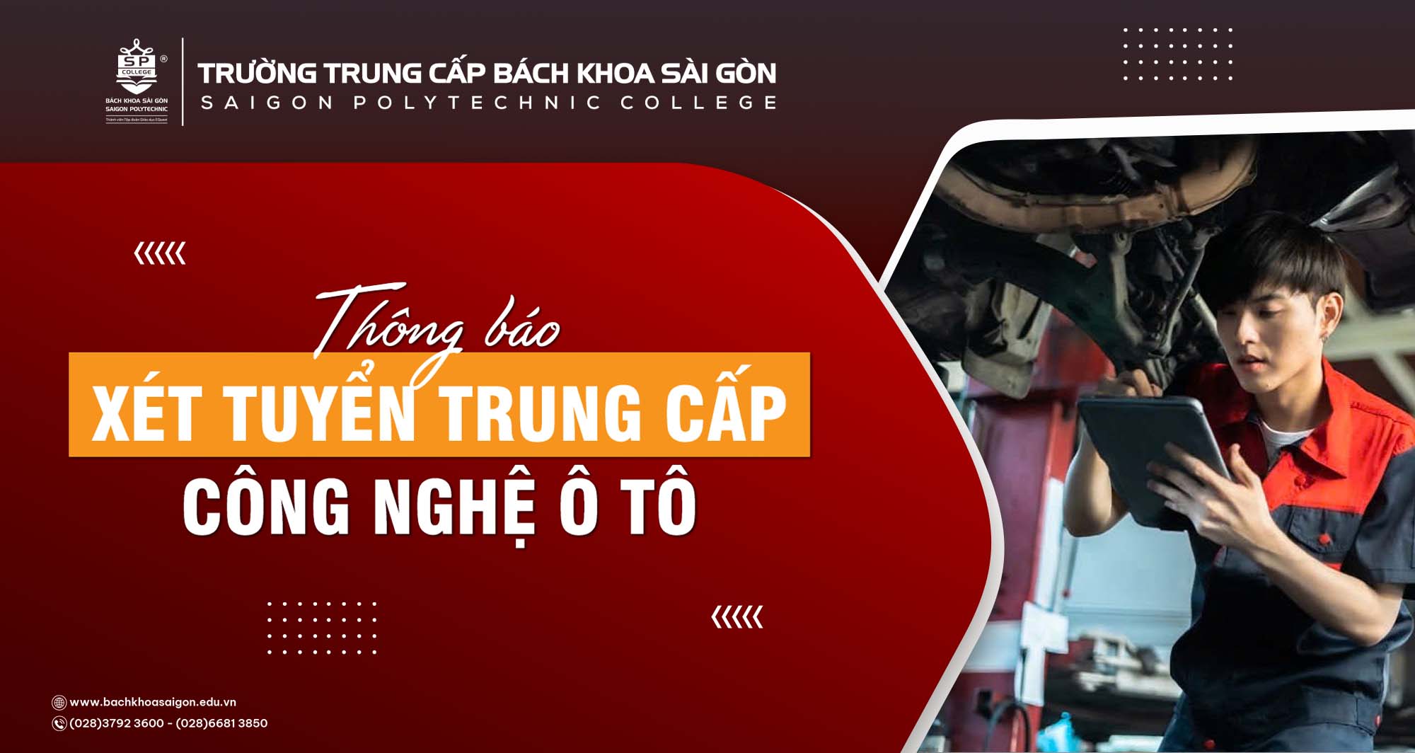 Thông báo xét tuyển trung cấp công nghệ ô tô