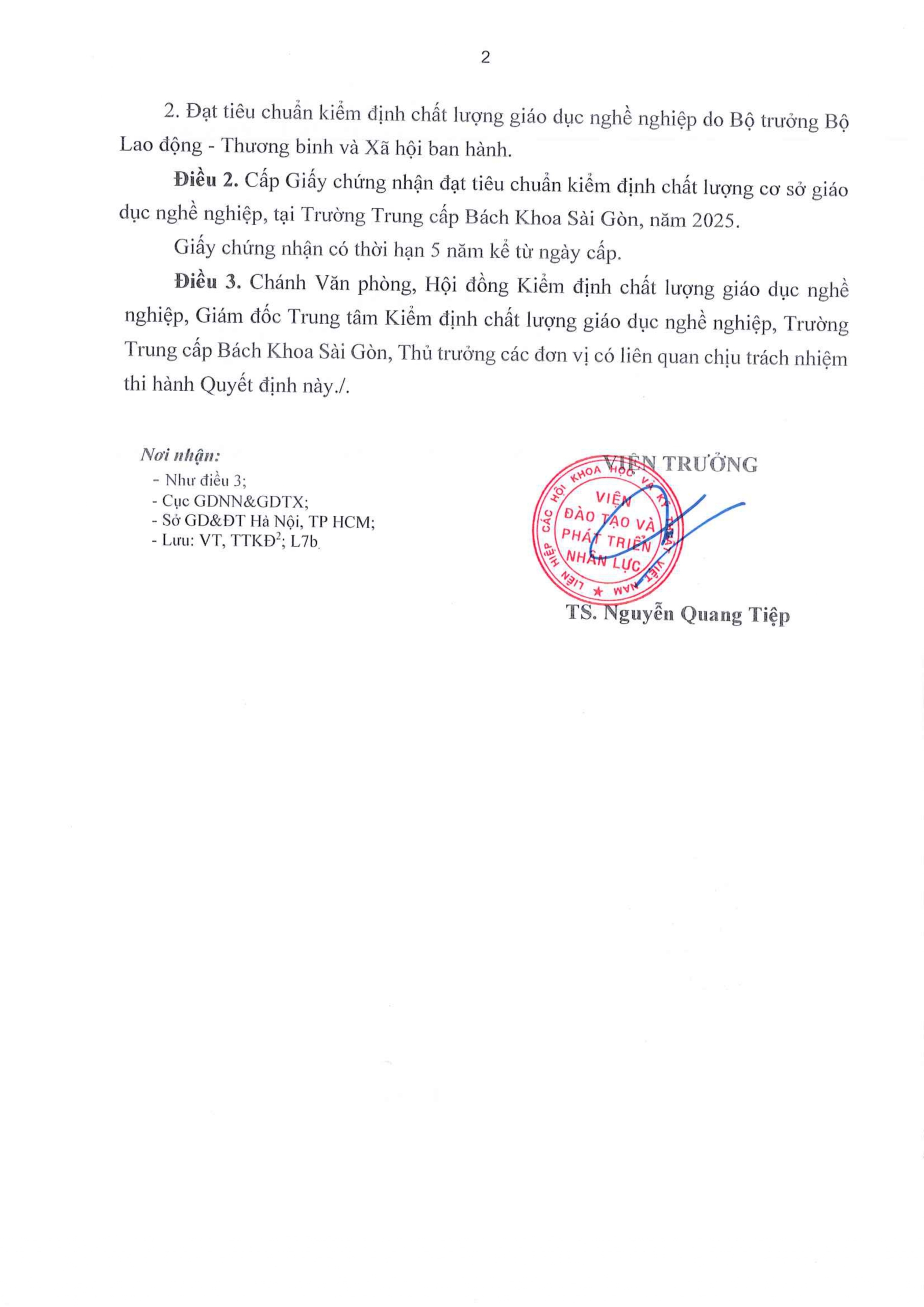 366 QD CONG NHAN KET QUA KIEM DINH CHAT LUONG CO SO GDNN 1 page 0002 scaled