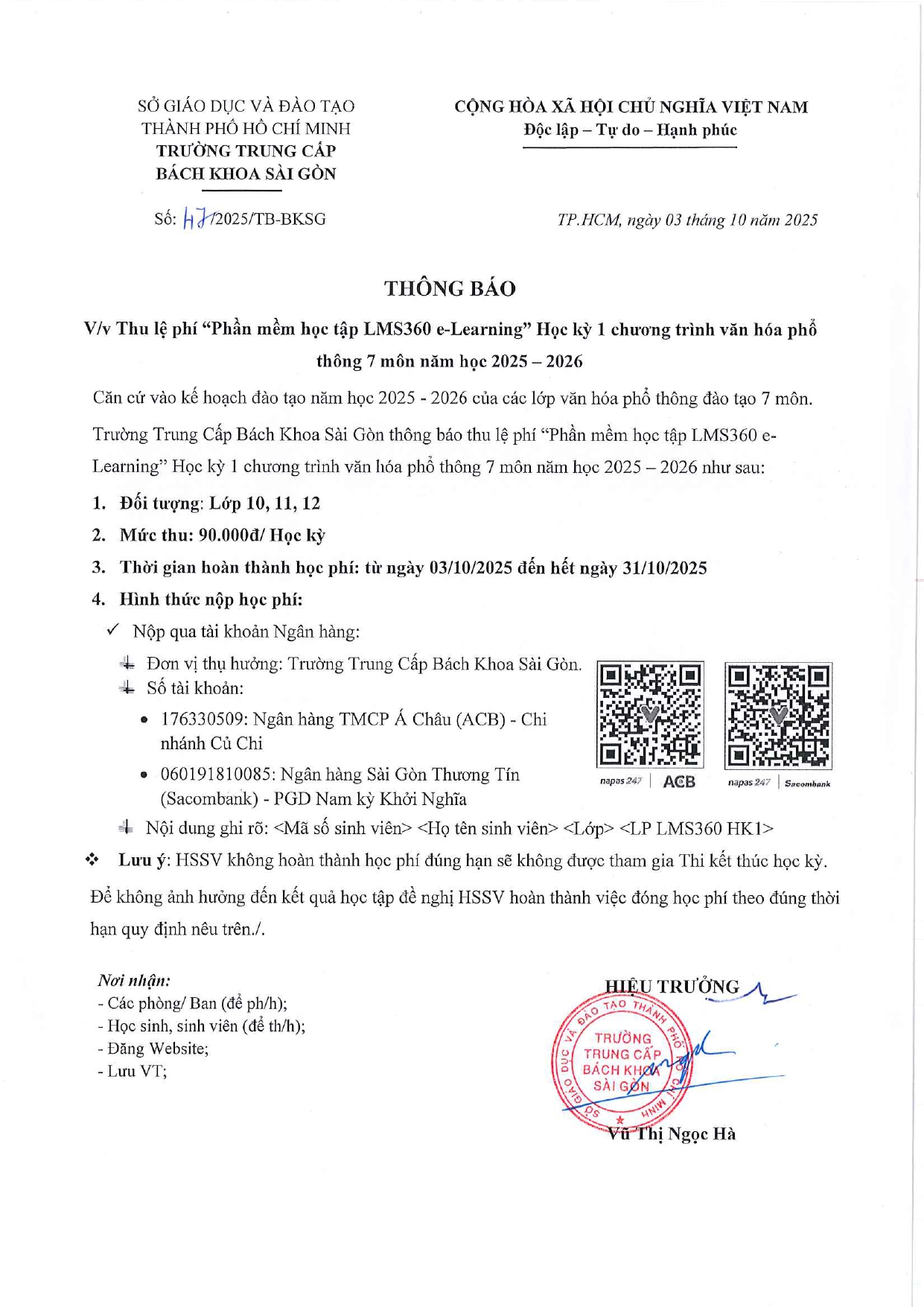 TB THU PHI PHAN MEM HOC TAP LMS360 e Learning NH 2025 2026 page 0001